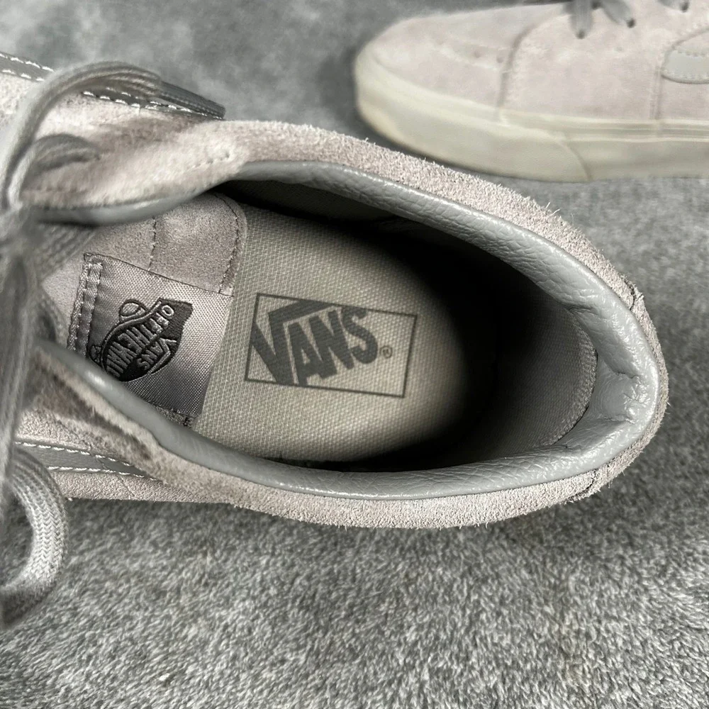 Vans Sk8-Low Grey Suede Monochrome Skate Shoes Mens 10.5 Womens 12